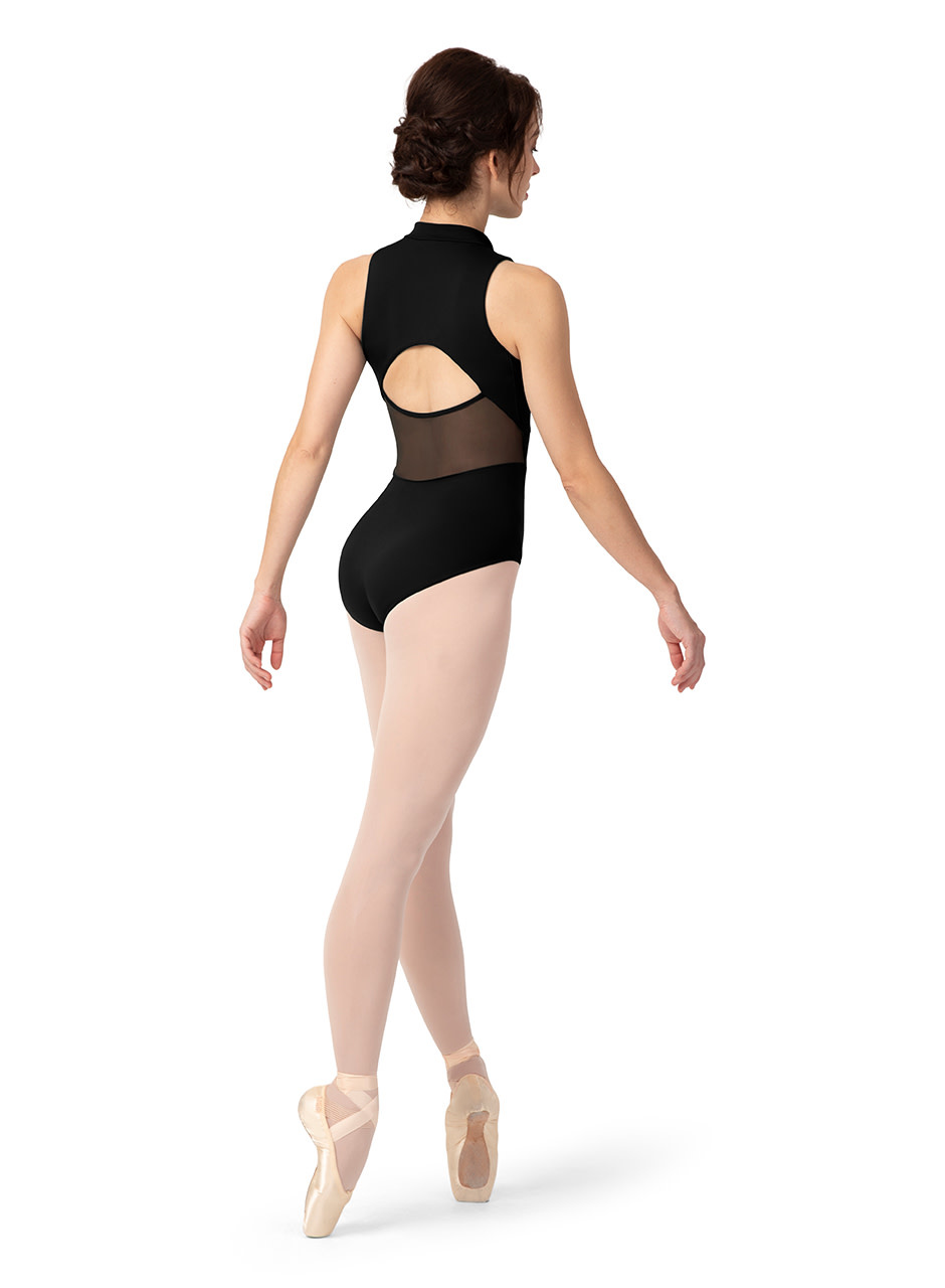 Bloch L1195-Zipper Front Mock Neck Corset Detail Tank Leotard