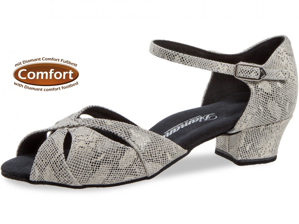 Diamant 144-103-417-Ballroom Shoes 1.2'' Suede Sole Suede Reptile Print-CREAM