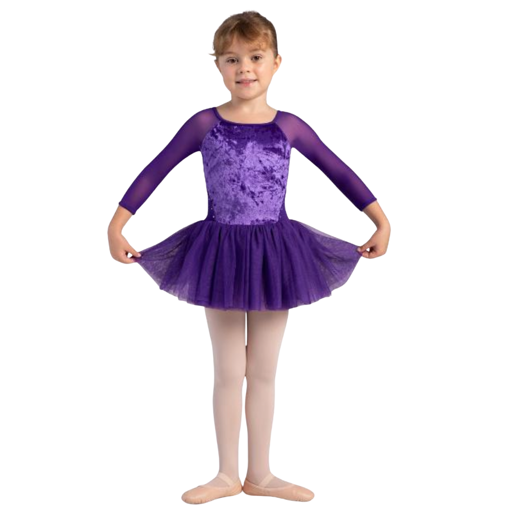 Bloch CL0249-Kelsey Velvet 3/4 Sleeve Tutu leotard-AMETHYST