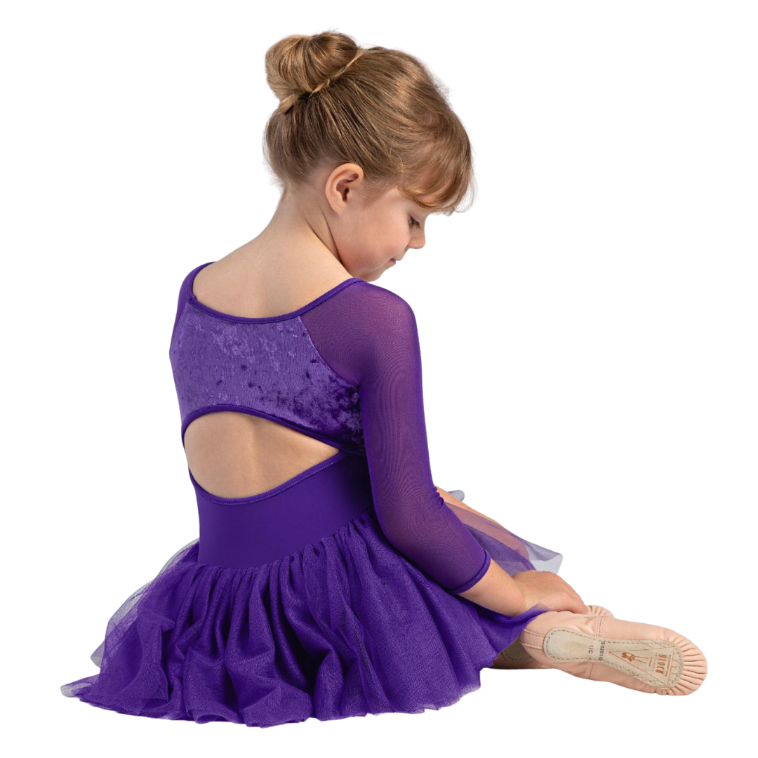 Bloch CL0249-Kelsey Robe Tutu Manches 3/4 en Velours - AMETHYSTE