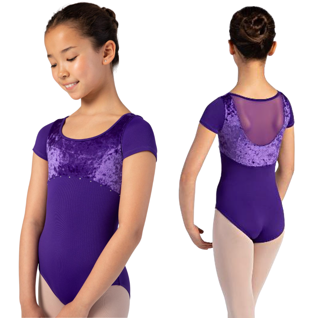 Bloch CL4142-Andie Leotard Manches Courtes Velours