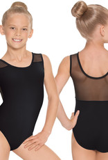 Eurotard 44586C-Girls Mesh Back Tank Leotard-BLACK-LARGE