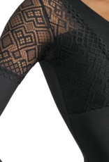 SoDanca RDE-2600-Evangeline Long Sleeve Stretch Lace Leotard-BLACK-SMALL