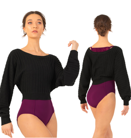 Bloch Z1179-Everlyn Knitted Cropped Sweater-BLACK