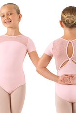 Bloch CL3385-Elsa Leotard Manches Courtes Détails en Mesh