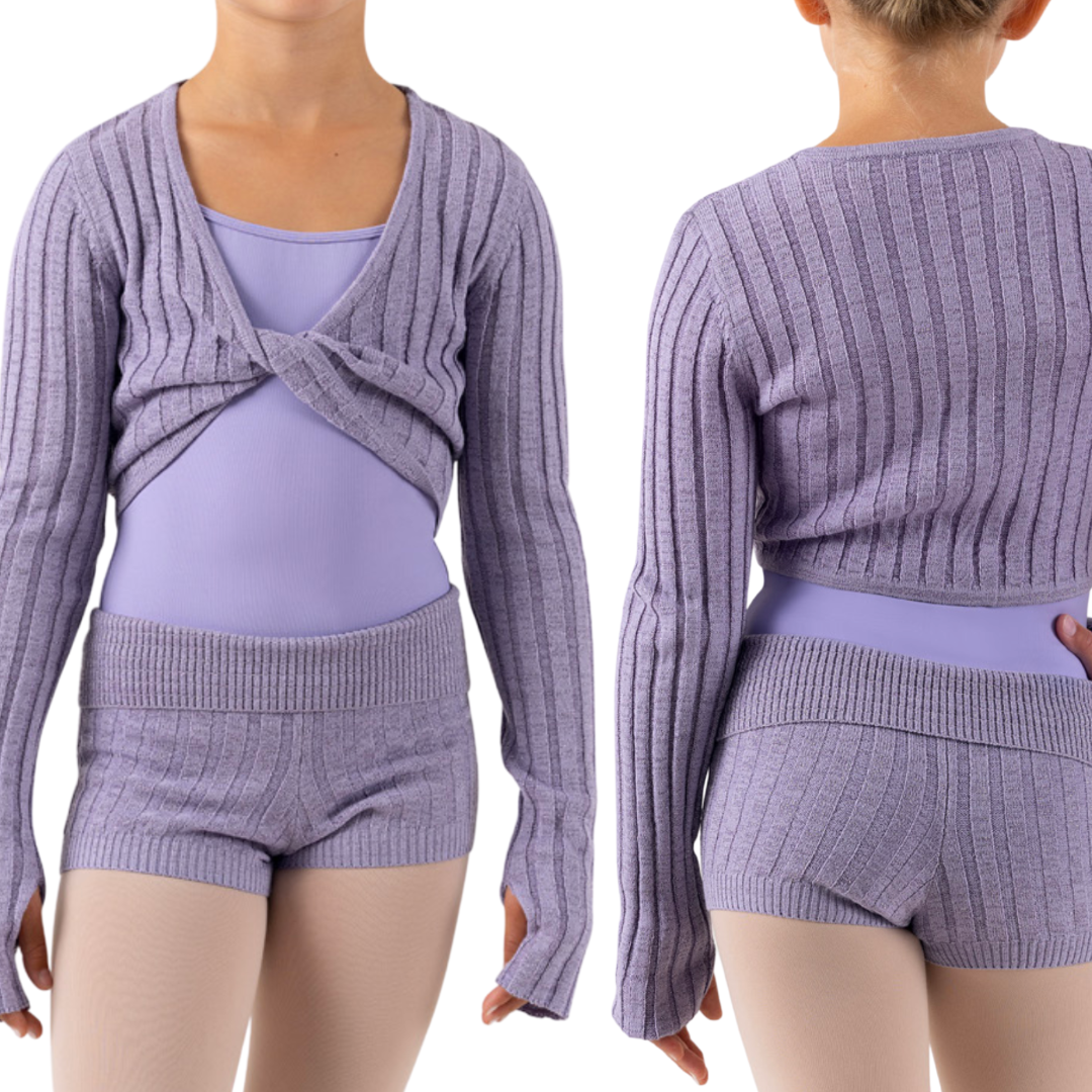 Bloch CZ1079-Viola  KnittedTtwist Long Sleeve Top