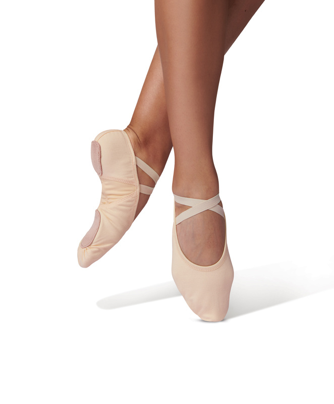 Danshuz 497-Soulier de Ballet Adulte enToile Extensible Double Semelles Avec Arcche en Nylon et Spandex-ROSE