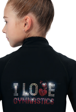 Mondor 21030-V-Women Jacket Coated Zppers Glitter applique On The Back