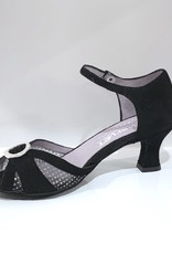 Merlet KOLENE1-1404-001-Ballroom Shoes 2'' Suede Sole Velvet Leather-BLACK