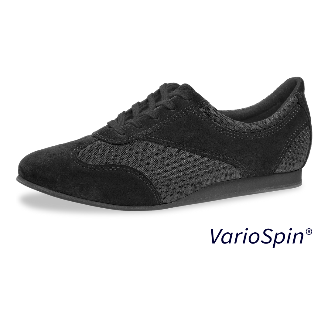 Diamant 183-435-577-V-Ballroom Shoes Plastic VarioSpin Sole Suede Mesh-BLACK