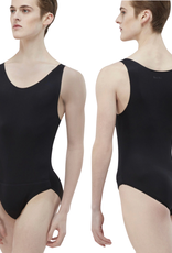 Wear Moi OCTAVE-Microfiber Men's Full Tank Leotard With Attached Full Seat Dance Belt-BLACK