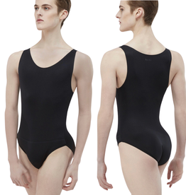 Wear Moi OCTAVE-Microfiber Men's Full Tank Leotard With Attached Full Seat Dance Belt-BLACK