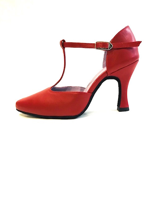 Merlet LARA-1300-233-Ballroom Shoes 3" Suede Sole Metis Leather-CHERRY