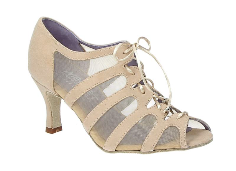 Merlet SYA-1404-106-Ballroom Shoes 2.5" Suede Sole Velvet Leather-BEIGE