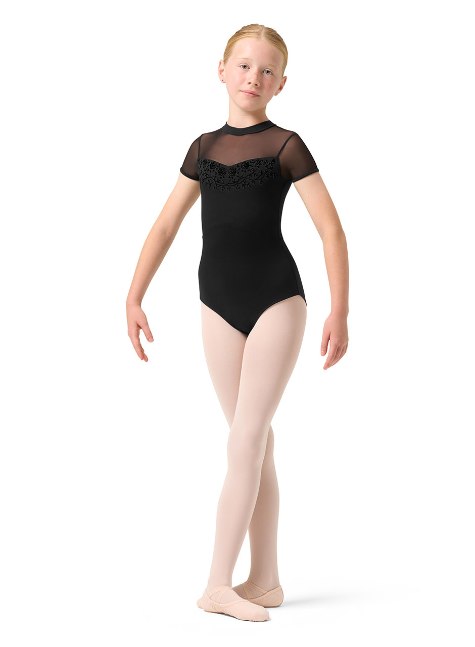 Bloch CL0512-Esmey Leotard Manches Courtes Col Montant Ouverture au Dos-NOIR-6X7