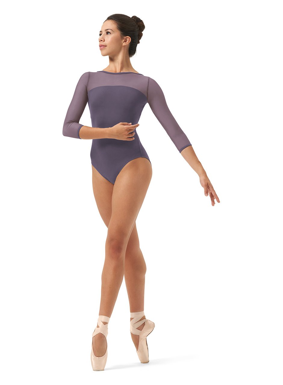 Mirella M1022LM -Low Back Strap Detail 3/4 Sleeve Leotard