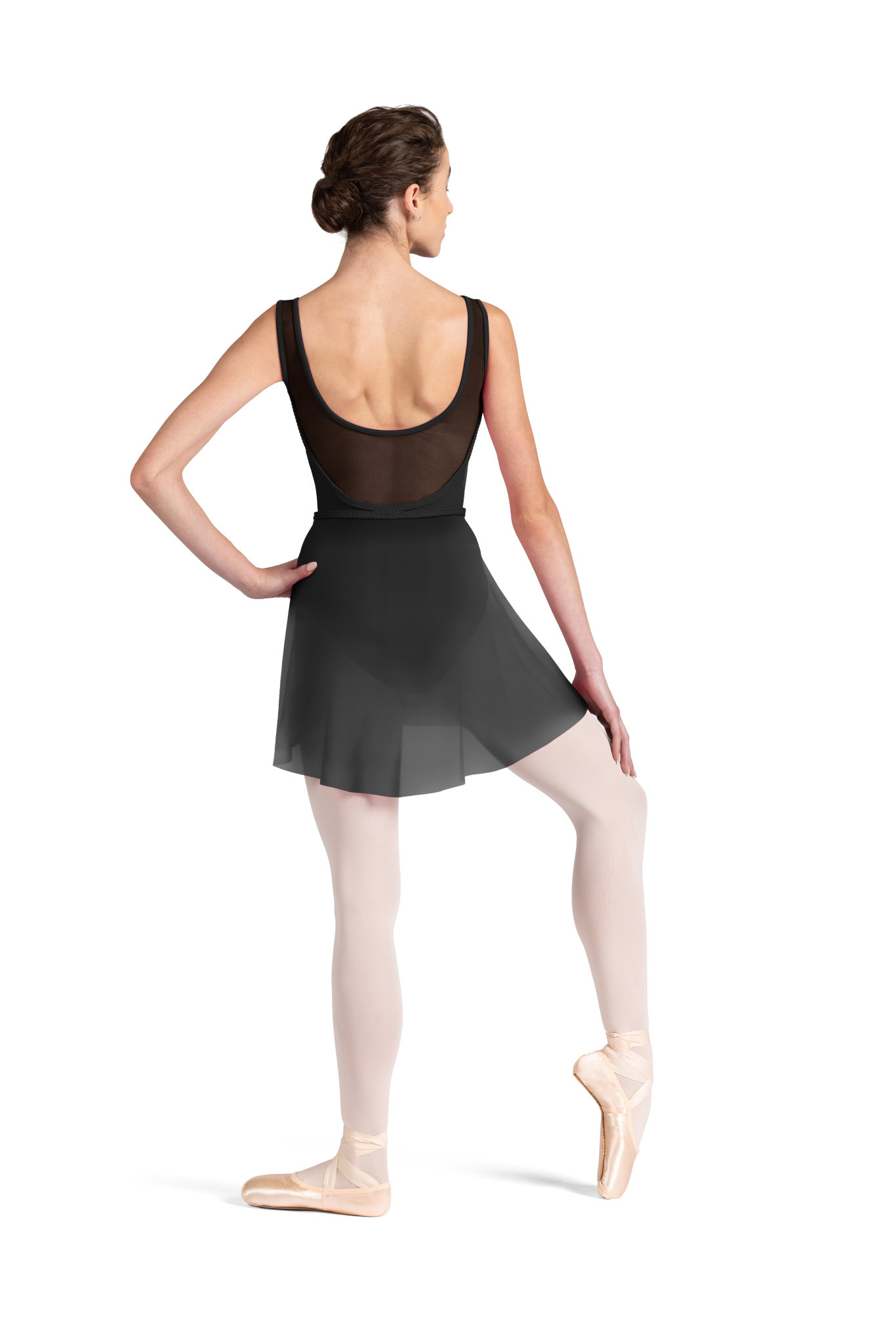 Mirella MS164 Braid Detail mesh Skirt-BLACK