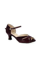 Merlet KALIS7-1404-245-Ballroom Shoes 2'' Suede Sole Velvet leather - Betterave