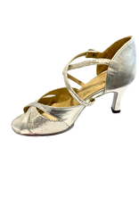 Merlet SABIA1-1457-817-Ballroom Shoes 2.5" Suede Metallic leather-Silver