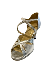 Merlet SABIA1-1457-817-Ballroom Shoes 2.5" Suede Metallic leather-Silver