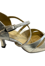 Merlet SABIA1-1457-817-Ballroom Shoes 2.5" Suede Metallic leather-Silver