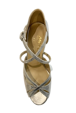 Merlet SABIA1-1457-817-Ballroom Shoes 2.5" Suede Metallic leather-Silver