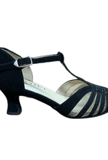 Merlet KANEL3-1404-001-Ballroom Shoes 2'' Suede Sole Velvet-BLACK