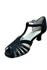 Merlet KANEL3-1404-001-Ballroom Shoes 2'' Suede Sole Velvet-BLACK