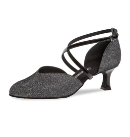 Diamant 170-106-520-Ballroom Shoe 2" Suede Sole Glitter Patent Black Silver