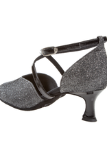 Diamant 170-106-520-Ballroom Shoe 2" Suede Sole Glitter Patent Black Silver