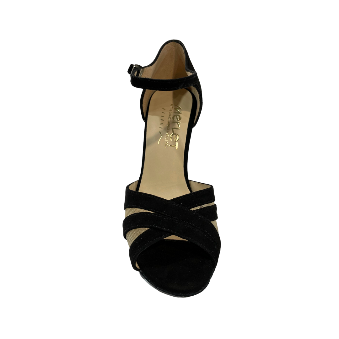 Merlet MYLIA-1404-001-Ballroom Shoe 3" Suede Sole Suede-BLACK
