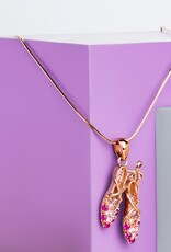 FH2 BN0003-Ballet Shoes Necklace Rose Gold Plated with Lilac Jewerly Box