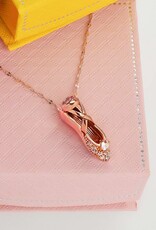 FH2 BN0004-Ballet Shoes Necklace Rose Gold Plated with Pink Jewelry Box