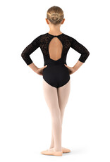 Bloch CL1066-Amelia Leotard Manches 3/4 Dos Ouvert Devant Cœur