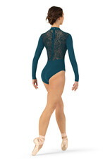 Bloch L1299-Blanche Mock Neckline Zipper Back Full length Sleeve Leotard