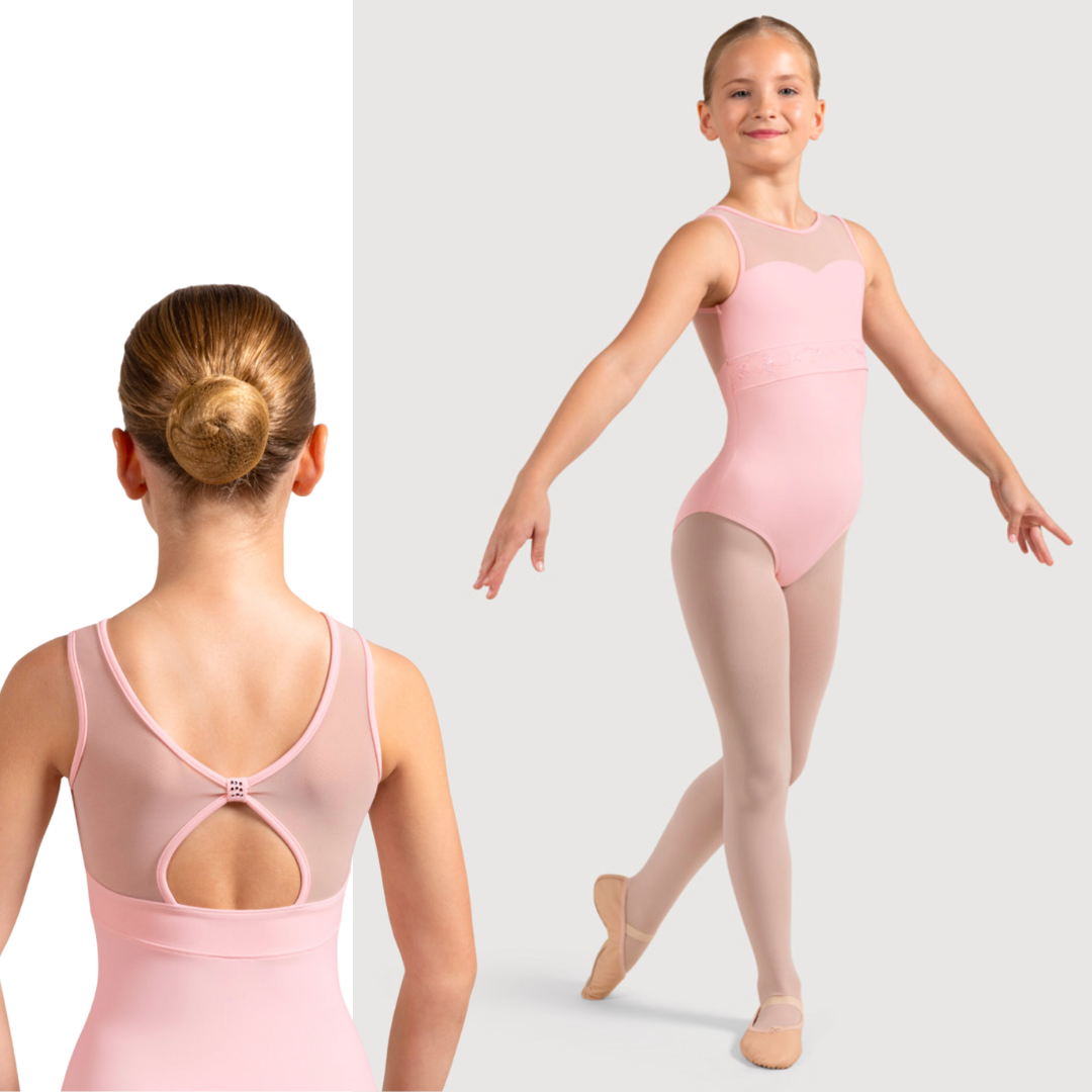 Bloch CL4215-Daisy Scoop Neckline Embroidered Panel Bow Back Tank Leotard