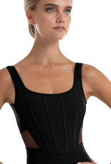 Bloch L4105B-Abby Square Neckline Bind Detail Tank Leotard-BLACK