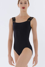 Wear Moi AMINA-Embroidered Stretch Tulle Leotard-BLACK