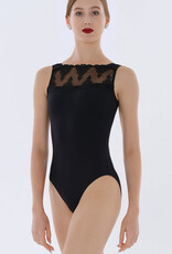 Wear Moi BELLE-Embroidered Stretch Tulle Leotard-BLACK