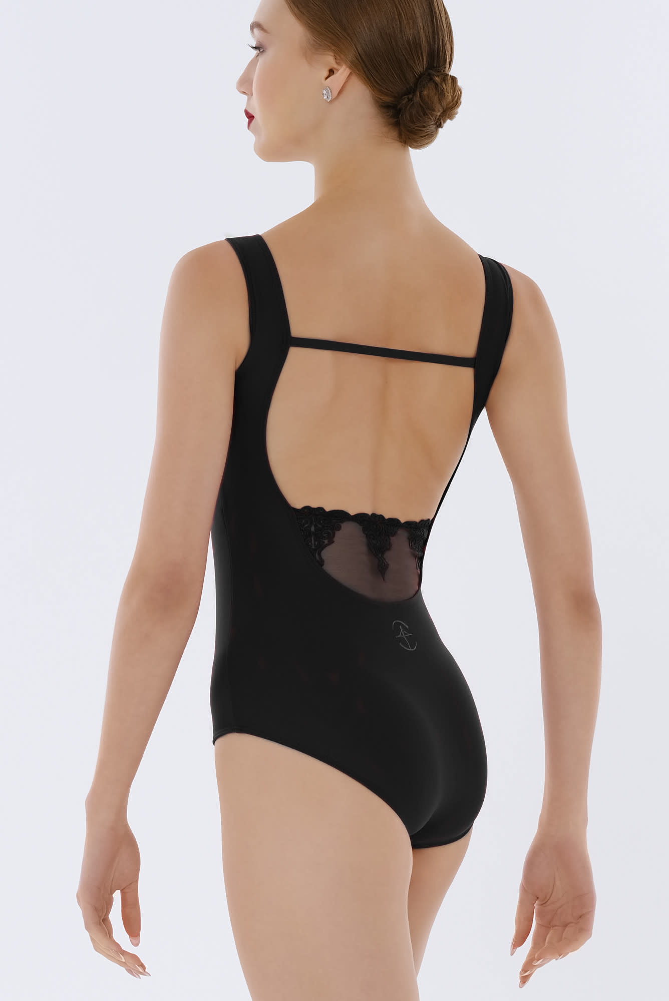 Wear Moi BELLE-Embroidered Stretch Tulle Leotard-BLACK