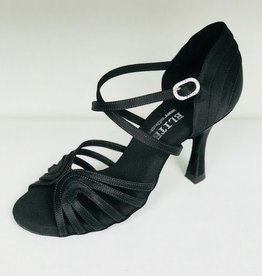 Rummos BARBARA-041-70-Ballroom Shoes 3.2'' Suede Sole-BLACK SATIN-35.5