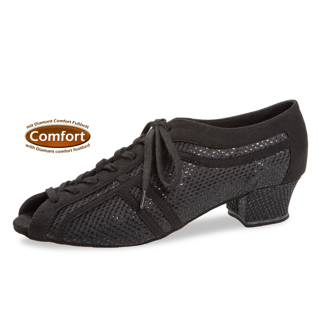 Diamant 207-034-548-Ballroom Shoes 1.5" Suede Sole-BLACK/GLITTER