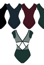 Wear Moi DOLORES-V Neck Cap Sleeve Leotard