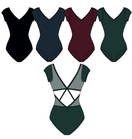 Wear Moi DOLORES-V Neck Cap Sleeve Leotard