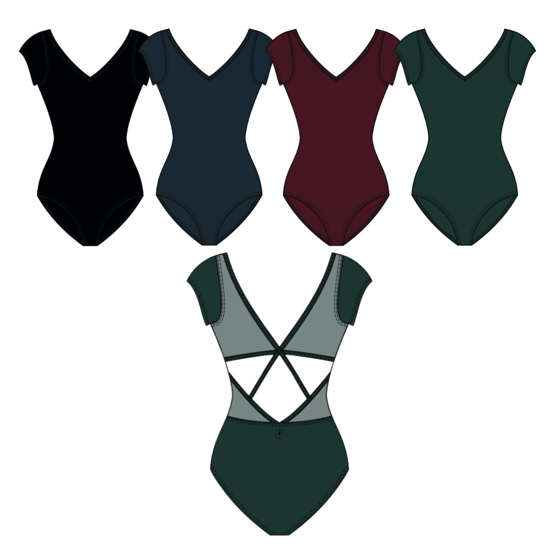 Wear Moi DOLORES-V Neck Cap Sleeve Leotard