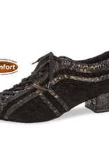 Diamant 207-034-631-Ballroom Shoes 1.5" Suede Sole-SUEDE PRINT / BLACK SILVER REFLEX