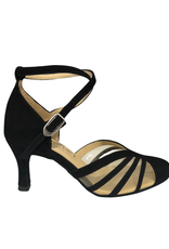 Merlet NICA-1404-001-Ballroom Shoes 2.5" Suede Sole Velvet Leather-BLACK