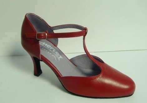 Merlet NINA-Balleroom Shoes 2.5" Suede Sole Metis Leather-CHERRY