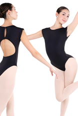 Eurotard 44491- Womens Open Back Cap Sleeve Leotard-BLACK