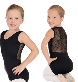 Eurotard 45870C-Leotard Débardeur Dos en Mesh Diamant pour Filles-NOIR